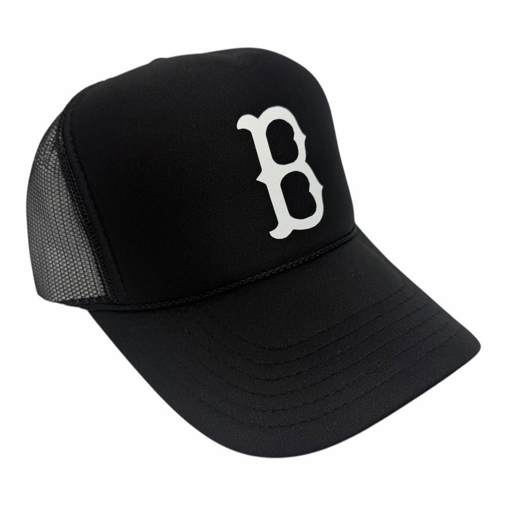 NEW VINTAGE STYLE BOSTON RED SOX BLACK TRUCKER HAT CAP ADULT S…